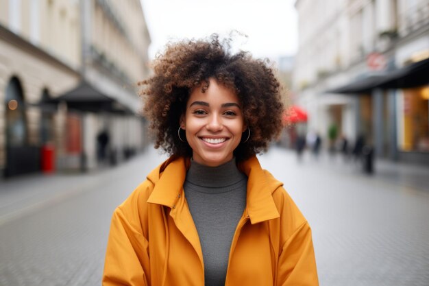 An Europa africa young woman smile at camera