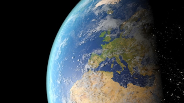 Europa gezien vanuit de ruimte 3D-rendering