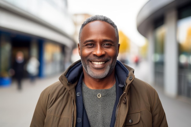 an europan black man middleage smile at camera