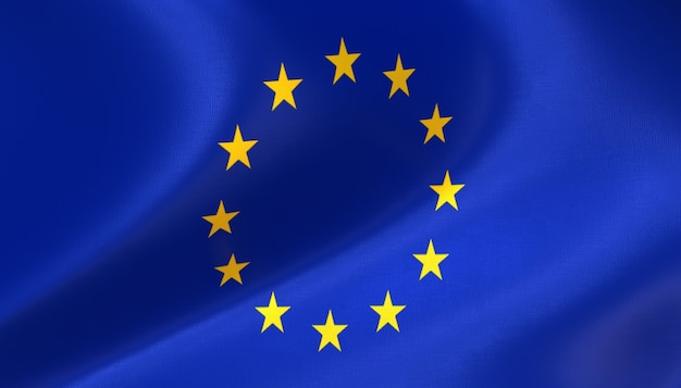 Europan union flag render with texture