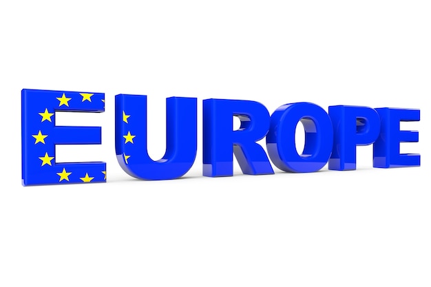 Photo europe sign as flag on a white background