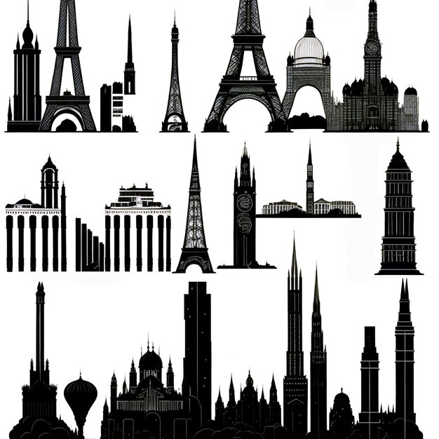 Photo europe skylines detailed silhouette