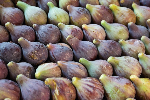Europe, Spain, Catalonia. Background of fresh figs at the market in Barcelona