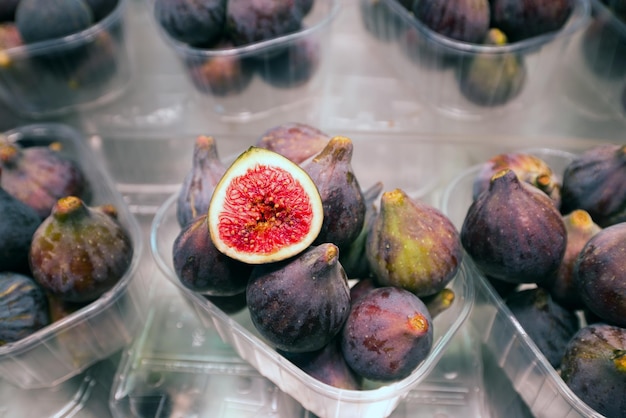 Europe, Spain, Catalonia. Fresh figs at the market in Barcelona