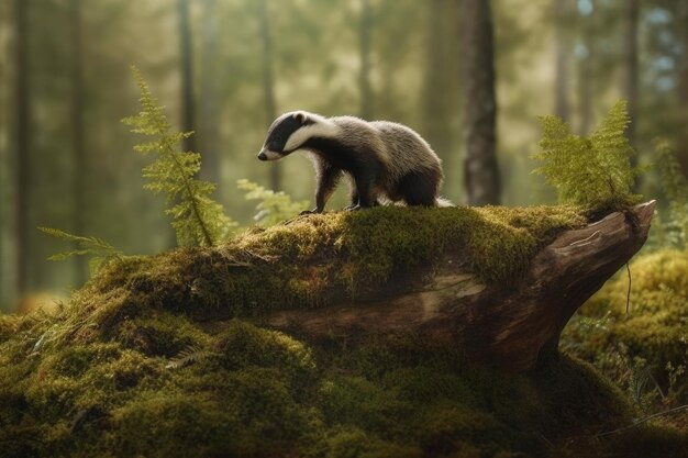 European badger in the forest