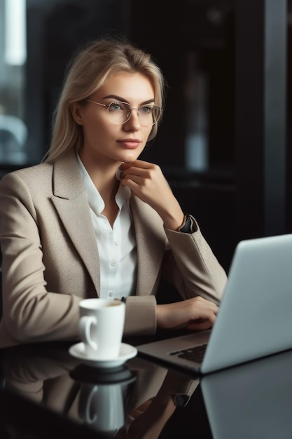 European business lady with coffee cup