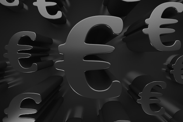 European currency symbol close up Dark theme Financial and economic topics illustration