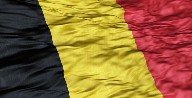 The European flag of the country of Belgium is wavy