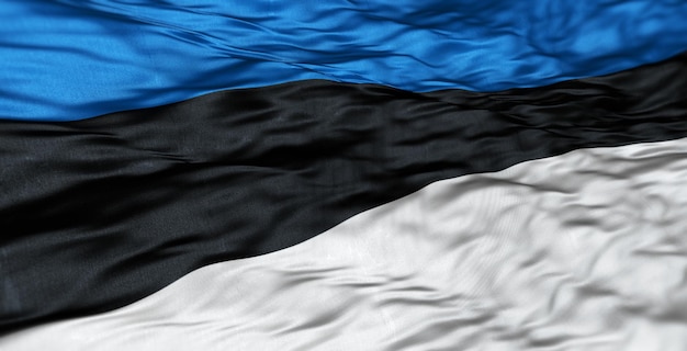 The European flag of the country of Estonia is wavy