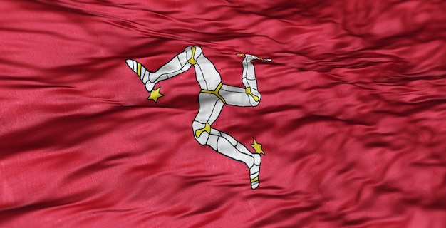 The European flag of the country of Isle of Man is wavy