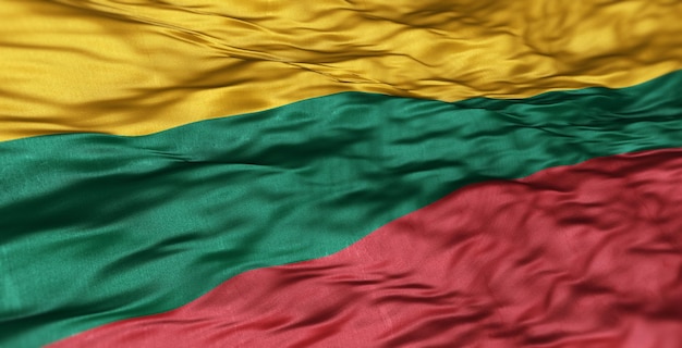 The European flag of the country of Lithuania is wavy