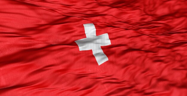 Photo the european flag of the country of switzerland is wavy