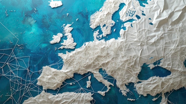 Photo european global network and connectivity paper art