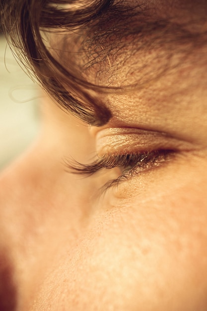 European guy's eye close up