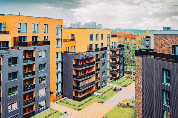 European Modern residential apartment buildings. Other outdoor facilities.