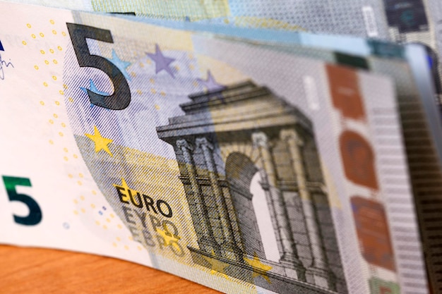 European money 5 Euro a background