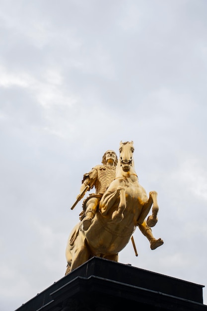 European noble warrior knight golden statue