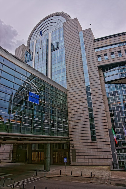 European Parliament building in Brussels, capital of Belgium.