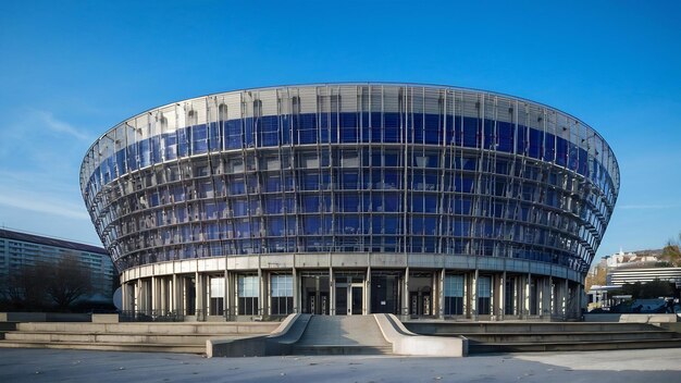 Photo european parliament building in strasbourg france with a clear blue sky in the background