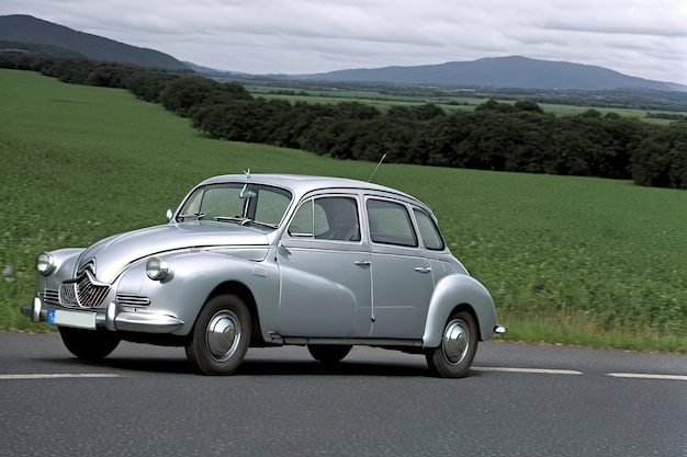 European passenger car on a rural road