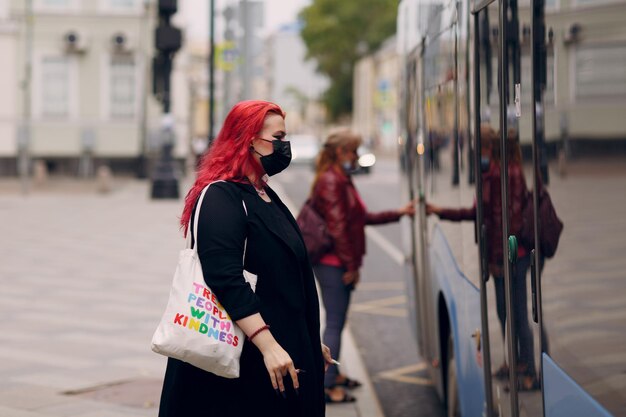 European plus size woman Young red pink haired body positive girl