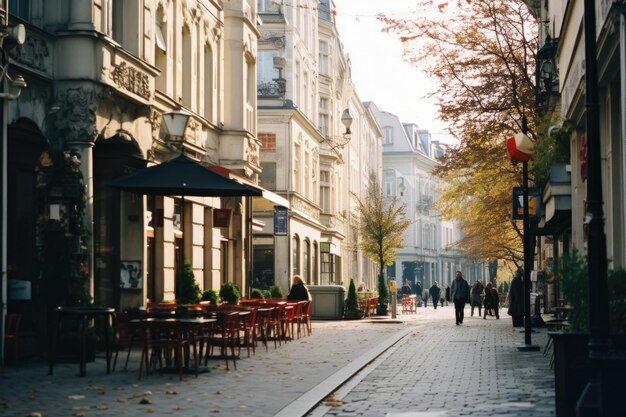 European Street Serenity A Daylight Journey through Historic Cobblestone Roads