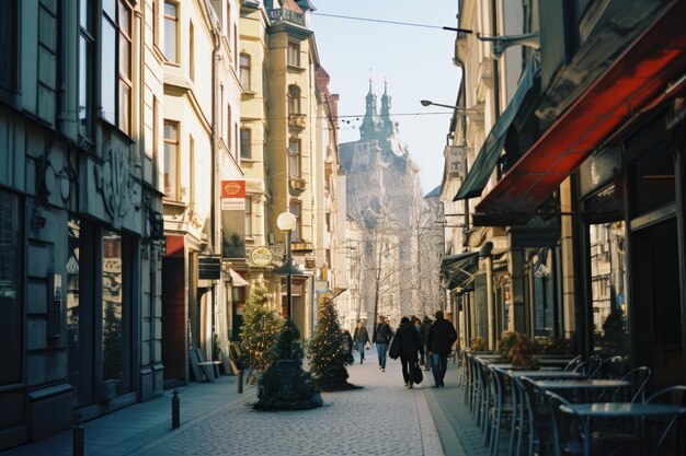 European Street Serenity A Daylight Journey through Historic Cobblestone Roads