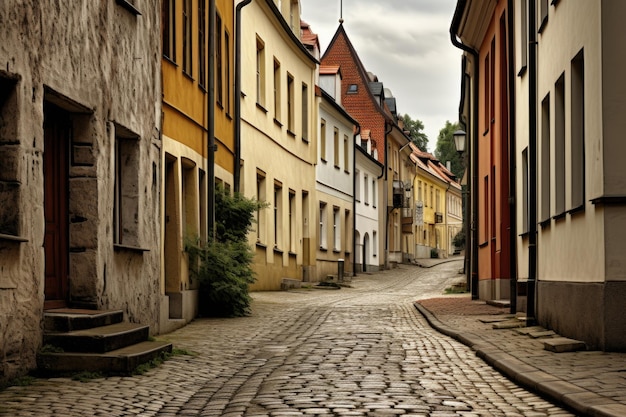 European Street Serenity Een reis bij daglicht over historische geplaveide wegen