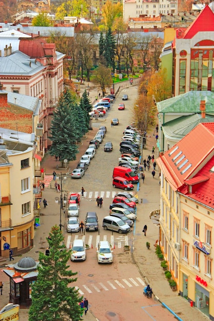 Photo european town ivanofrankivsk western ukraine ivanofrankivsk city views central part of city central street