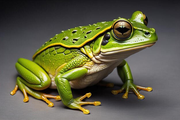 European tree frog Hyla arborea isolated on solid colour background ai generative