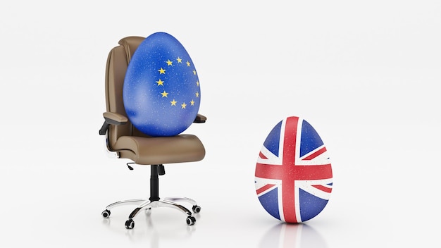 Photo european union and british. concept brexit. 3d renderring