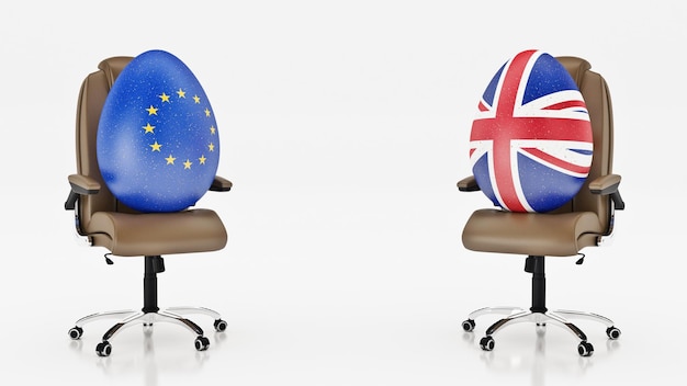 Unione europea e britannica. concetto di brexit. rendering 3d