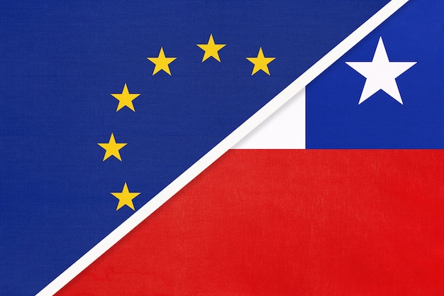 European Union or EU vs Republic of Chile national flag