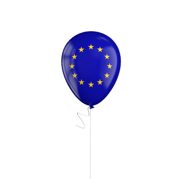 European Union flag balloon on a string 3D Rendering