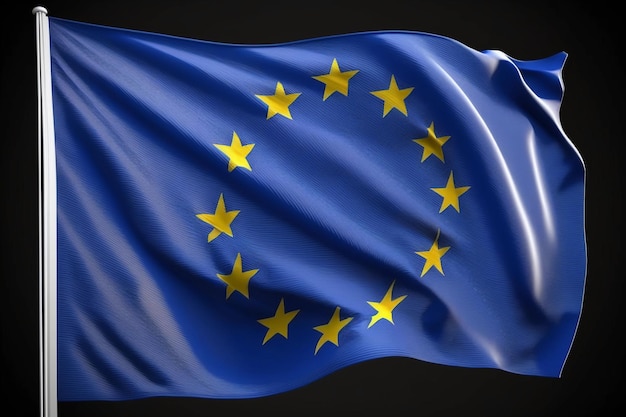 European Union flag illustration A circular ring of yellow gold stars on a dark blue background EU symbol flag The location of the star circle is a sign of the union of the countries of Europe