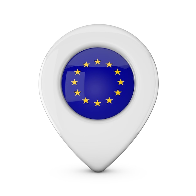 European Union flag location marker icon 3D Rendering