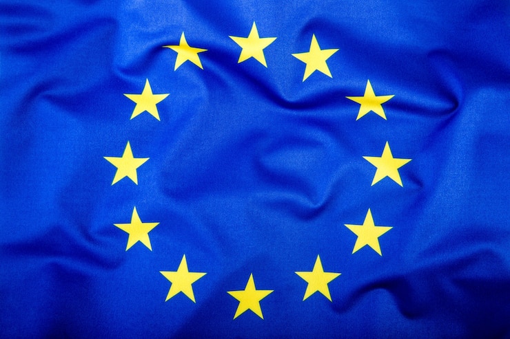 Photo european union flag  top of view