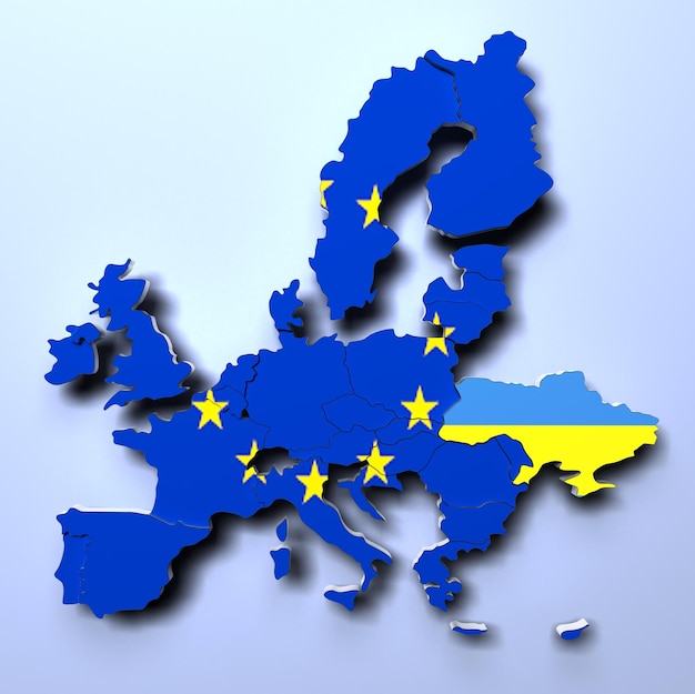 European Union political Map 3d rendered image