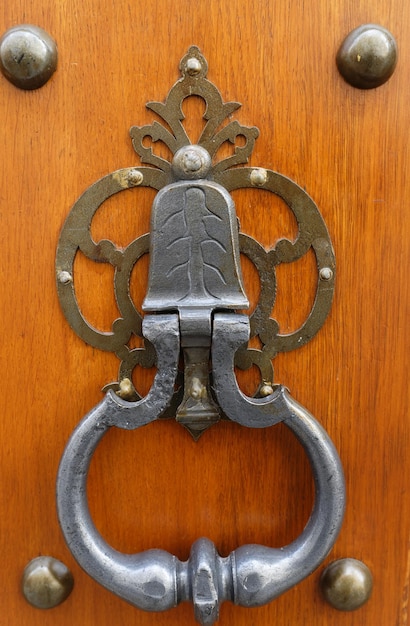 European Vintage old metal wrought iron door knocker Design detail Paris