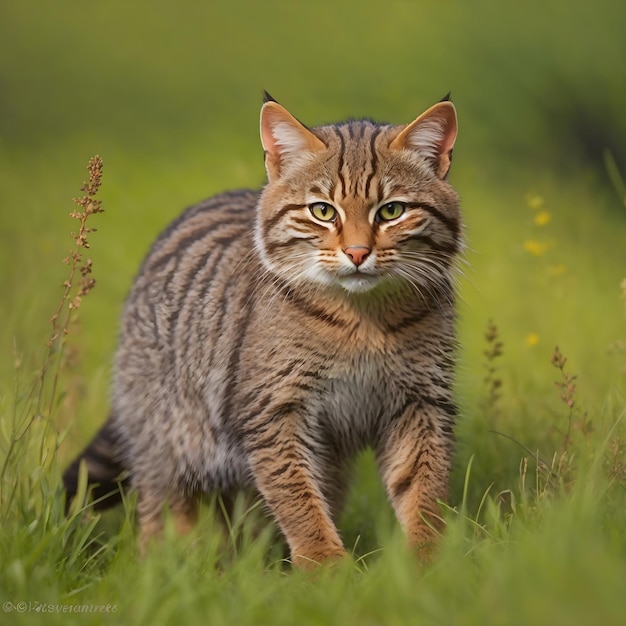 European Wildcat in the Meadow