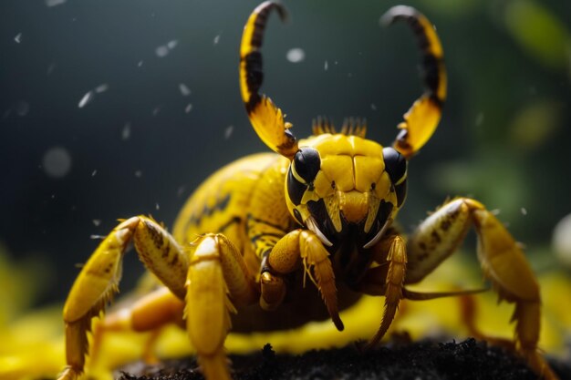 Photo european yellow beetle saperda scalaris