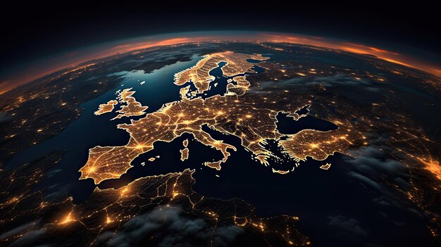 Europes Nighttime Glow from Space