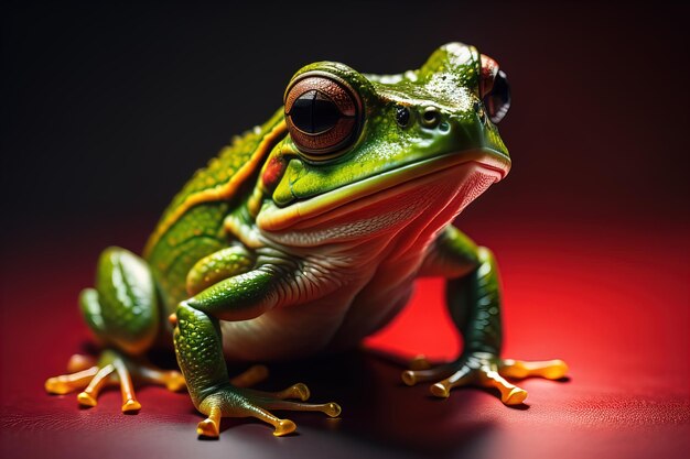 Europese boomkikker Hyla arborea geïsoleerd op een vaste achtergrond