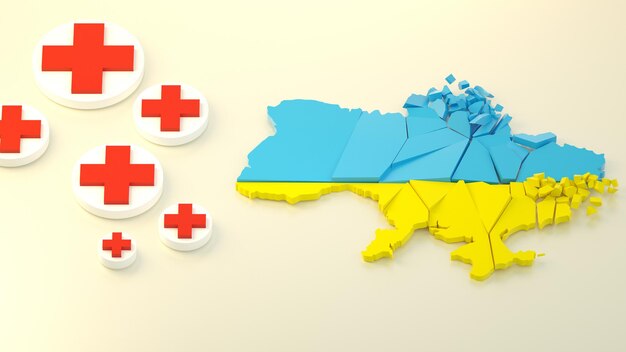 Foto europese steun aan oekraïne wereldwijde levering tijdens oekraïense oorlog 3d illustratie