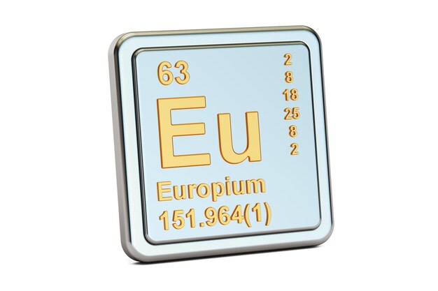 Foto europium eu scheikundig element teken 3d-rendering