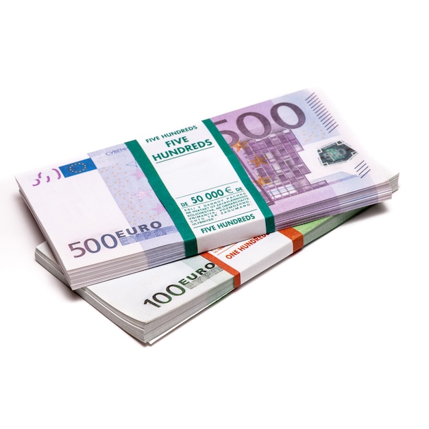 Euros money stack isolated