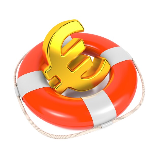 Eurosymbool in Red Lifebuoy op wit