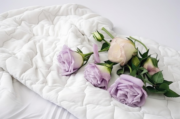 Eustoma blanket with blooms on a white background