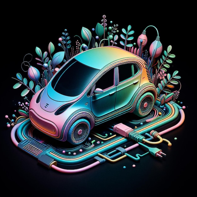 Ev auto pastelkleur 3D-weergave