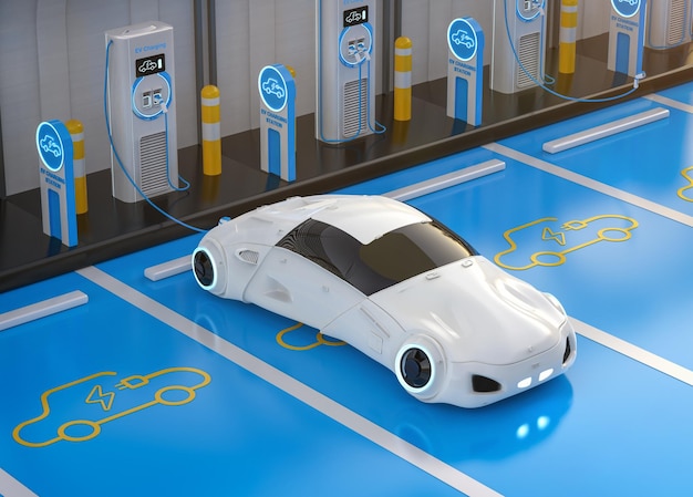 EV auto plug-in met ev laadstation